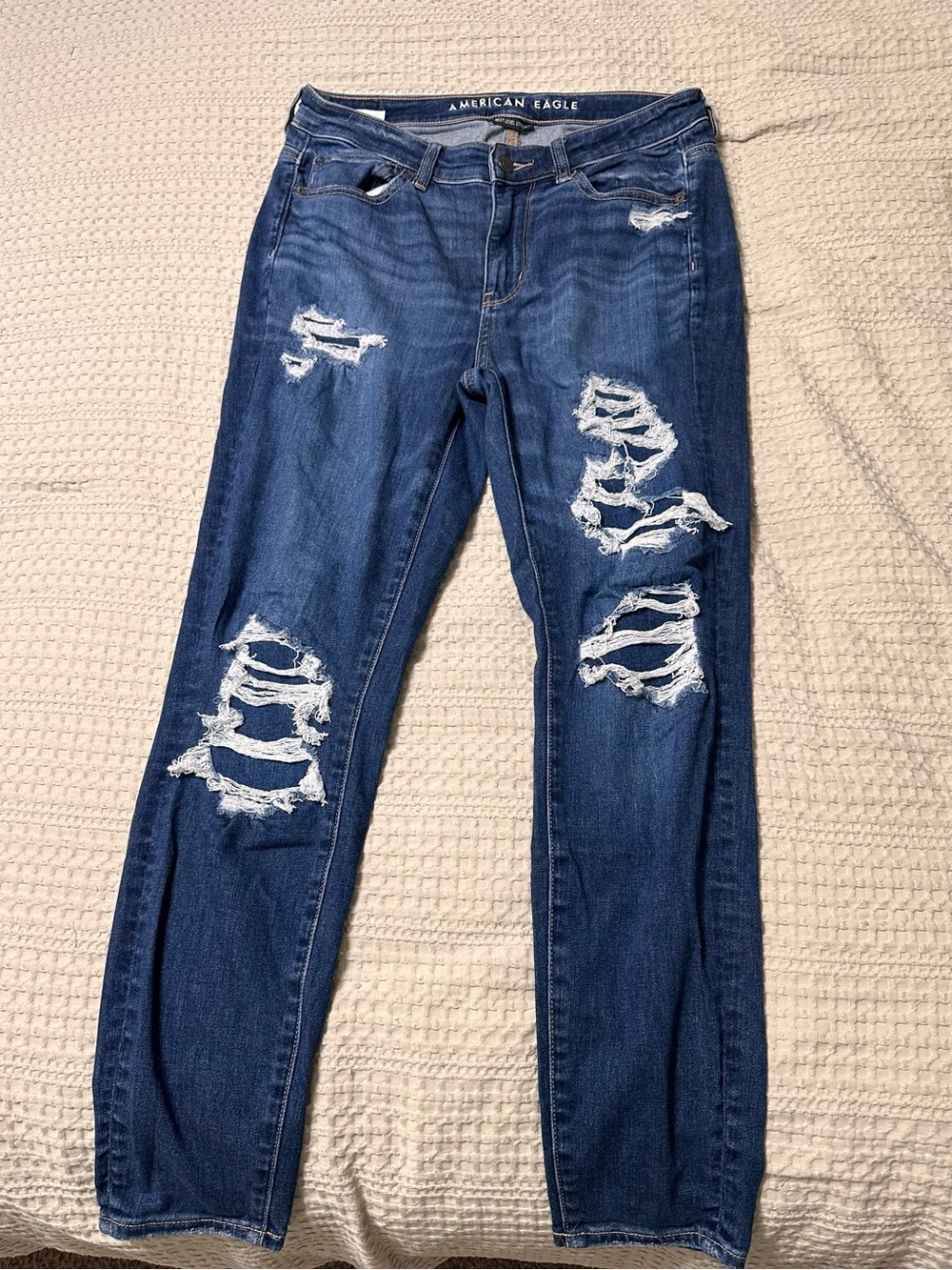 American Eagle Outfitters Dark Blue Distressed Skinny Jeans